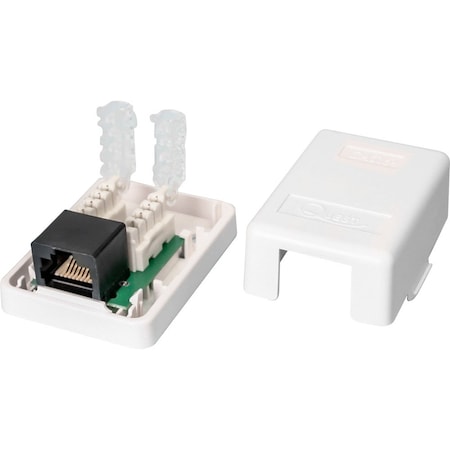 Quest Technology International Cat5E Surface Mount Box, Rj45, 8P8C, White - Toolest Single Port NSB-5420